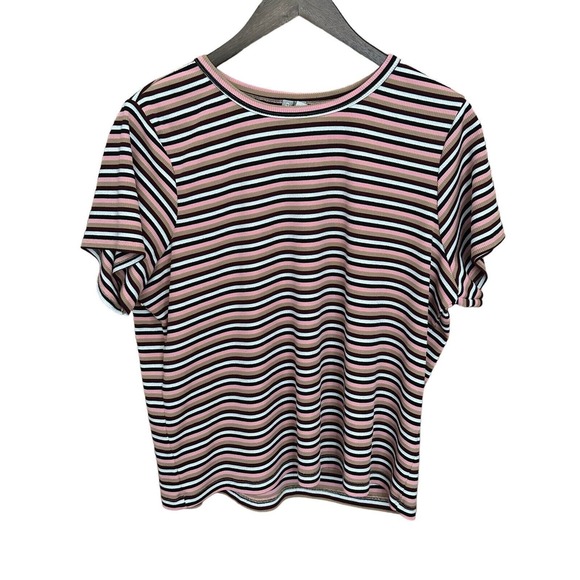 ASOS Tops - asos designplus size multi colored‎ striped ribbed stretchy t-shirt size 18